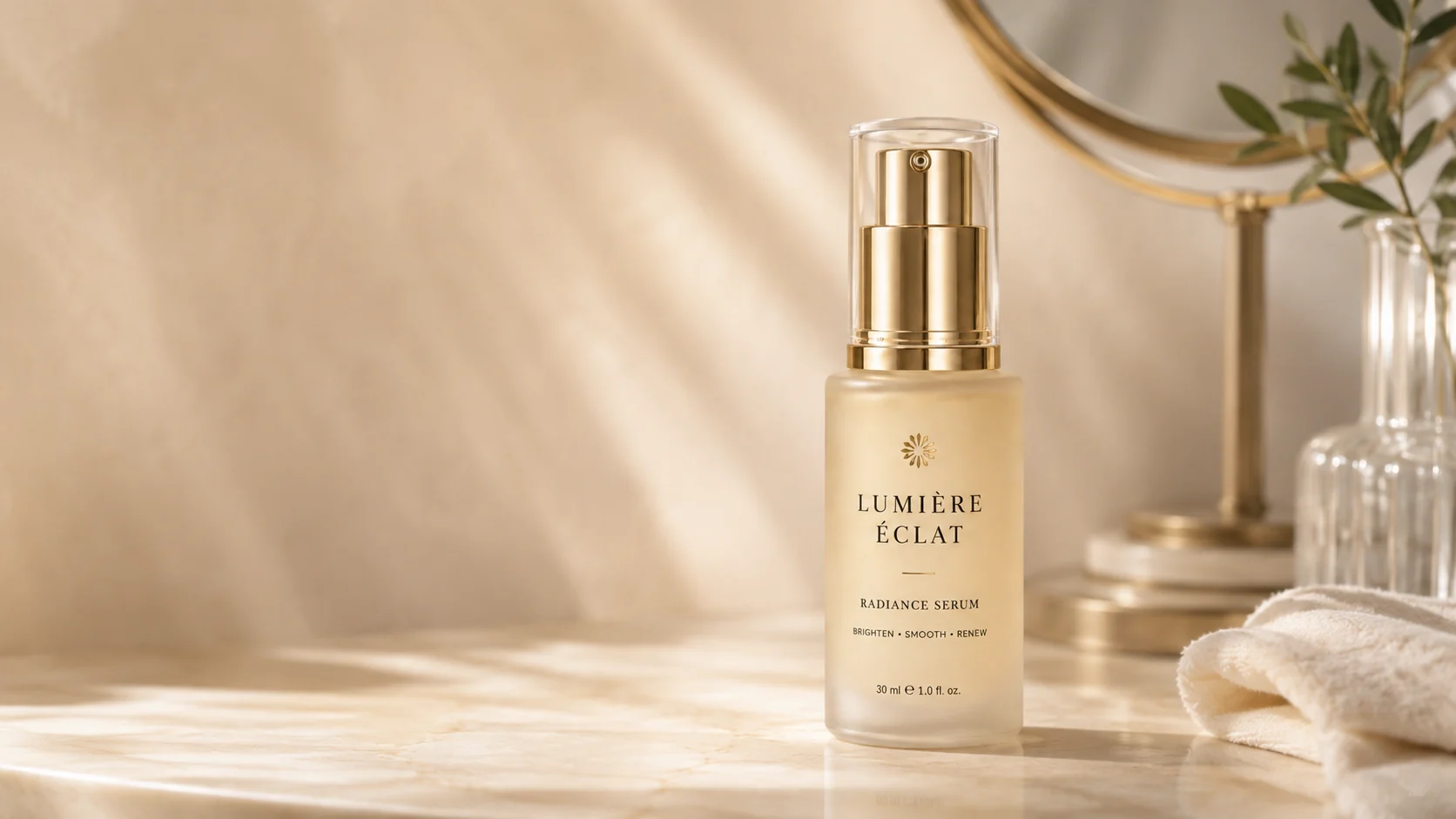自然光の中に置かれたLUMIÈRE ÉCLAT美容液
